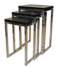 Cowhide Nesting Tables with Chrome Base